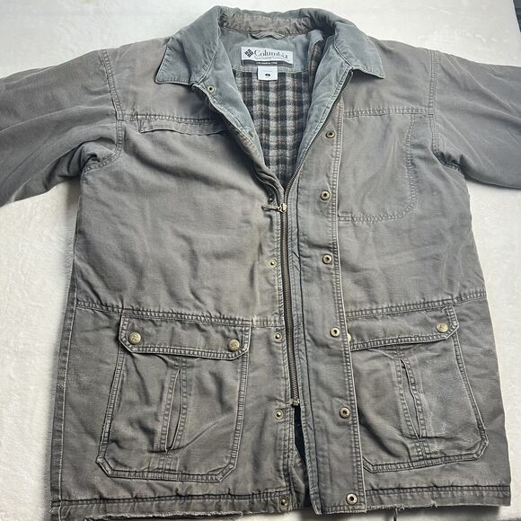 Columbia men's size large gray blanket lined Chore coat jacket Distressed - Picture 5 of 10